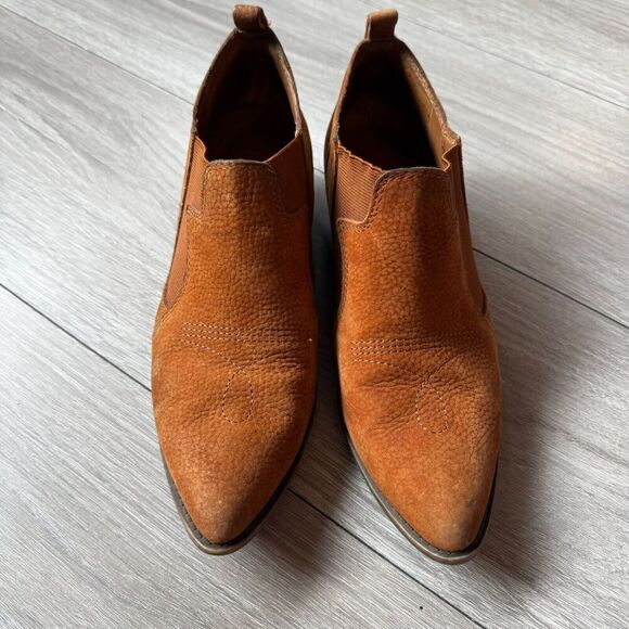 Lucky Brand Joelle Leather Shooties 8.5 M Western Booties Womens Cognac Cowgirl - Picture 2 of 10